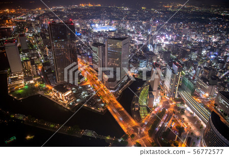 View of Yokohama cityscape, Yokohama Stadium, Yokohama City Hall, etc. in Japan View of Yokohama cityscape, Yokohama Stadium, Yokohama City Hall, etc. in Japan 56772577