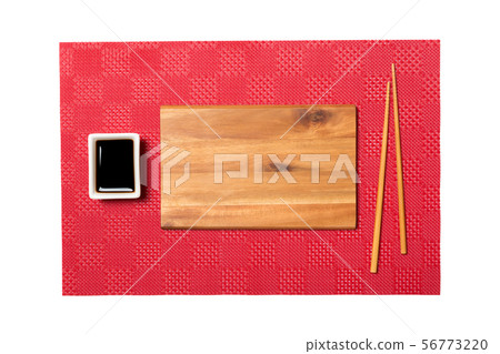 Empty rectangular brown wooden plate with Empty rectangular brown wooden plate with 56773220