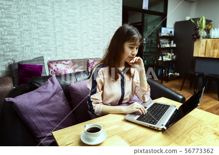 Closeup of businesswoman hands on laptop at office 56773362