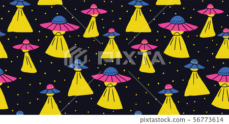 Childish seamless pattern with hand drawn space - Stock Illustration ...