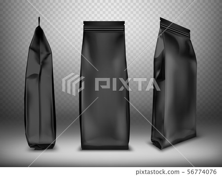 Black blank plastic or foil pack realistic vector 56774076