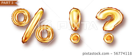 Golden balloons symbols set isolated on white Golden balloons symbols set isolated on white 56774118