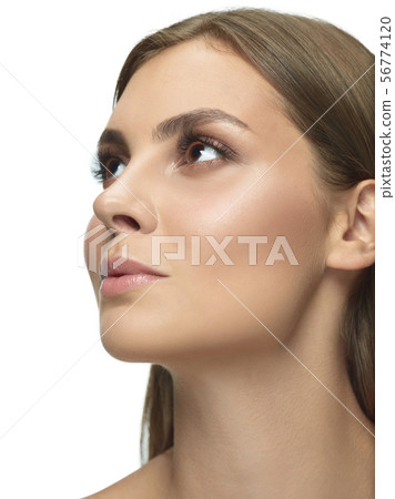 Portrait of beautiful young woman isolated on white studio background Portrait of beautiful young woman isolated on white studio background 56774120