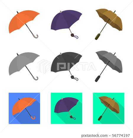 Vector illustration of protection and closed sign. Collection of protection and rainy stock symbol 56774197