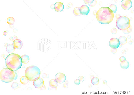 Iridescent soap bubble square frame, watercolor illustration 56774835