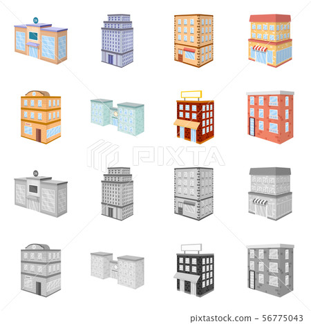 Isolated object of construction and building sign. Collection of construction and estate stock 56775043