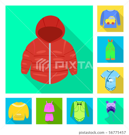 Vector illustration of fashion and garment symbol. Set of fashion and cotton stock symbol for web. 56775457