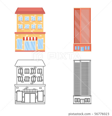 Vector illustration of municipal and center icon. Collection of municipal and estate vector icon for 56776023