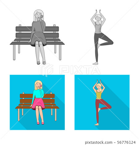 Vector illustration of posture and mood sign. Set of posture and female stock symbol for web. 56776124