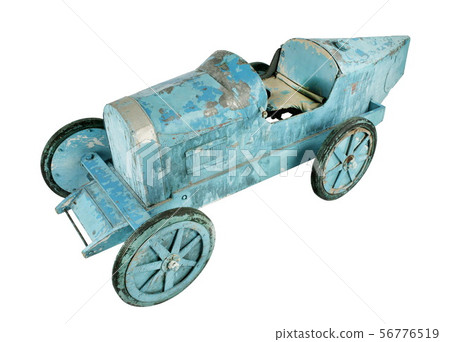childs old pedal car blue isolated childs old pedal car blue isolated 56776519