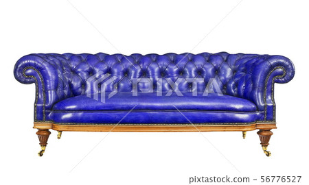 Classic blue leather sofa isolated on white Classic blue leather sofa isolated on white 56776527