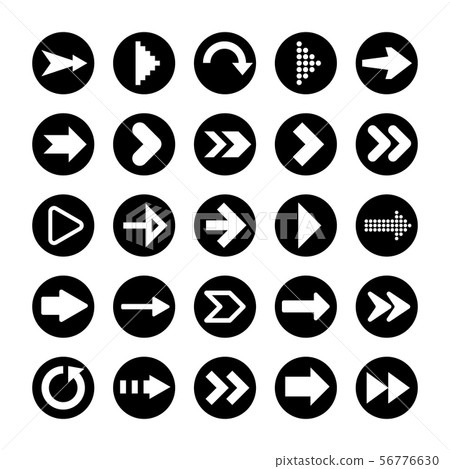 Black Arrows Set on White Background. Arrow, Cursor Icon. Vector Pointers Collection. Back, Next Web Black Arrows Set on White Background. Arrow, Cursor Icon. Vector Pointers Collection. Back, Next Web 56776630