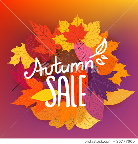 Autumn sale calligraphic logo with color fall - Stock Illustration ...