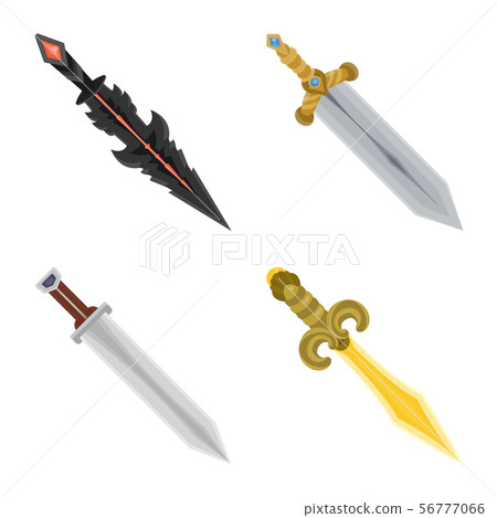 Isolated object of sword and dagger symbol. Set of sword and weapon stock symbol for web. Isolated object of sword and dagger symbol. Set of sword and weapon stock symbol for web. 56777066