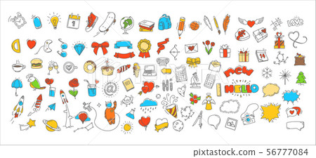 Different doodle vector icons set 56777084