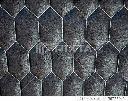 Leather stitched hexagon or honecomb black shiny 56778041