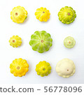 Squash vegetable green and yellow pattypan. 56778096