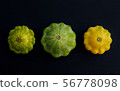 Three pattypan squash vegetable dark background. 56778098