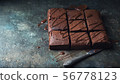 Brownie cake dessert. Dark sponge cake. 56778123