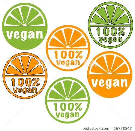 Vegan Vector Icons Set. Color logos set 56778847