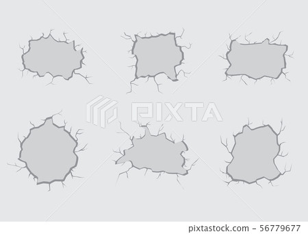 Set of vector holes and cracks in a wall Set of vector holes and cracks in a wall 56779677
