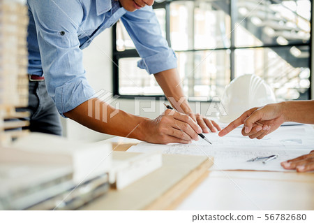Architect Engineer Design Working on Blueprint Architect Engineer Design Working on Blueprint 56782680