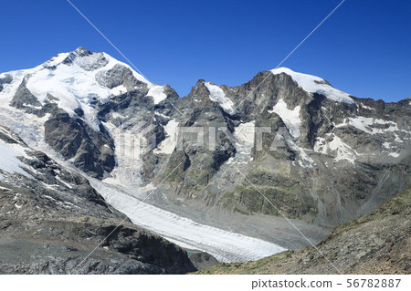 Pitz Bernina Morteratsch glacier from Diavolezza view Pitz Bernina Morteratsch glacier from Diavolezza view 56782887