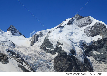 Pitz Bernina Morteratsch glacier from Diavolezza view Pitz Bernina Morteratsch glacier from Diavolezza view 56782895