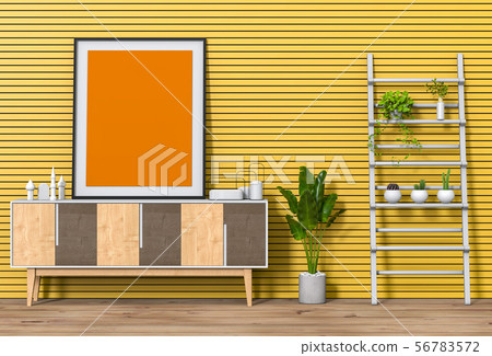 Download Interior Living Room With Mockup Blank Poster Stock Illustration 56783572 Pixta PSD Mockup Templates