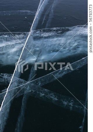 Texture of ice in frozen lake at Lake Baikal 56783773