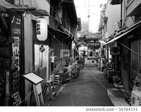 Osaka City Chuo Ward Kubori area dusk (monochrome) 56784131