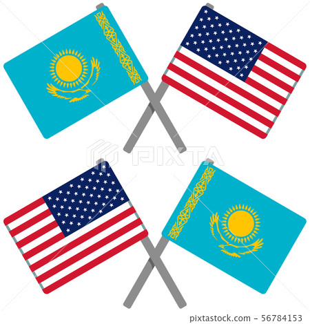 哈薩克斯坦和美國國旗 哈薩克斯坦和美國國旗 56784153