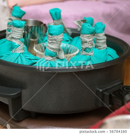 In spa. Close-up of salt bags for thai massage 56784160