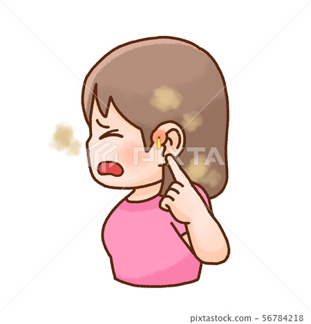 Woman with ear fistula 56784218