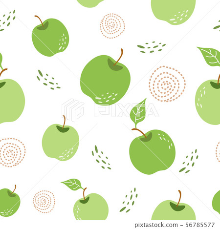 Green apple pattern Seamless repeating background with hand drawn apples in white background Vector Green apple pattern Seamless repeating background with hand drawn apples in white background Vector 56785577