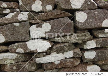 Old stone wall with white spots Old stone wall with white spots 56786240