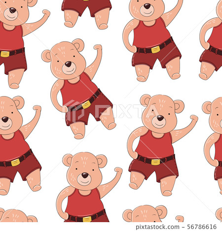 Cute bear boy with a basket of mushrooms 56786616