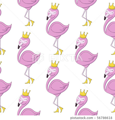 pink flamingo seamless pattern Cute little princess abstract background 56786618