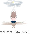 Rabbit and moon watching woman 56786776