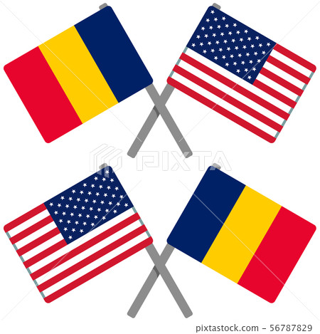 乍得和美國國旗 56787829