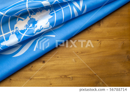 Close-up of the UN blue flag Close-up of the UN blue flag 56788714