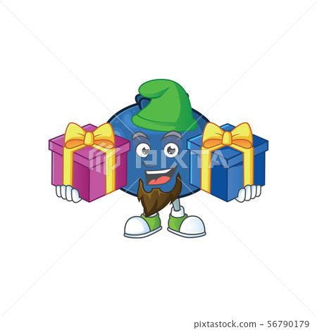 Bring two gifts cartoon sweet blueberry character on white background Bring two gifts cartoon sweet blueberry character on white background 56790179