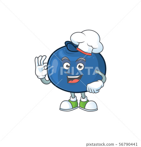 Chef cartoon funny blueberry fruit with mascot Chef cartoon funny blueberry fruit with mascot 56790441
