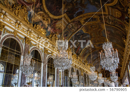 Paris: Mirror corridor of the Palace of Versailles Paris: Mirror corridor of the Palace of Versailles 56790905