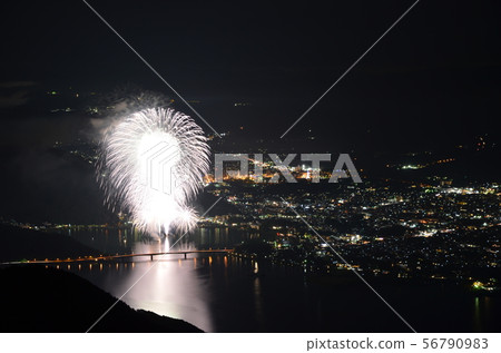 Lake Kawaguchi festival fireworks display from the new road Lake Kawaguchi festival fireworks display from the new road 56790983