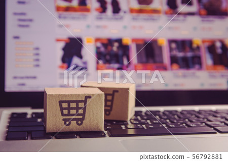 Online shopping - Paper cartons or parcel with a 56792881