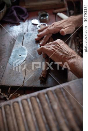 Cigar rolling or making by torcedor in cuba Cigar rolling or making by torcedor in cuba 56793384