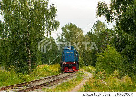 shunting locomotive on a railway line among the shunting locomotive on a railway line among the 56797067