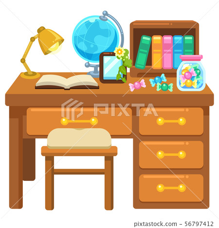 Illustration of study desk and chair (desk / chair) Illustration of study desk and chair (desk / chair) 56797412