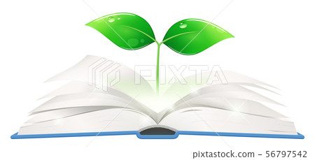 生長從一本開放書的芽的例證 56797542